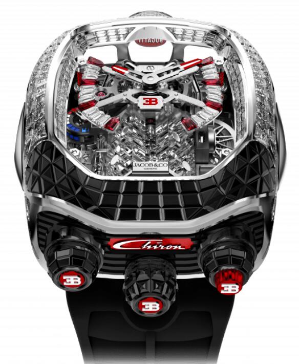 Jacob & Co Bugatti Chiron Baguette Black Sapphires & Rubies Markers BU800.30.AA.UC.ABRUA Replica watch